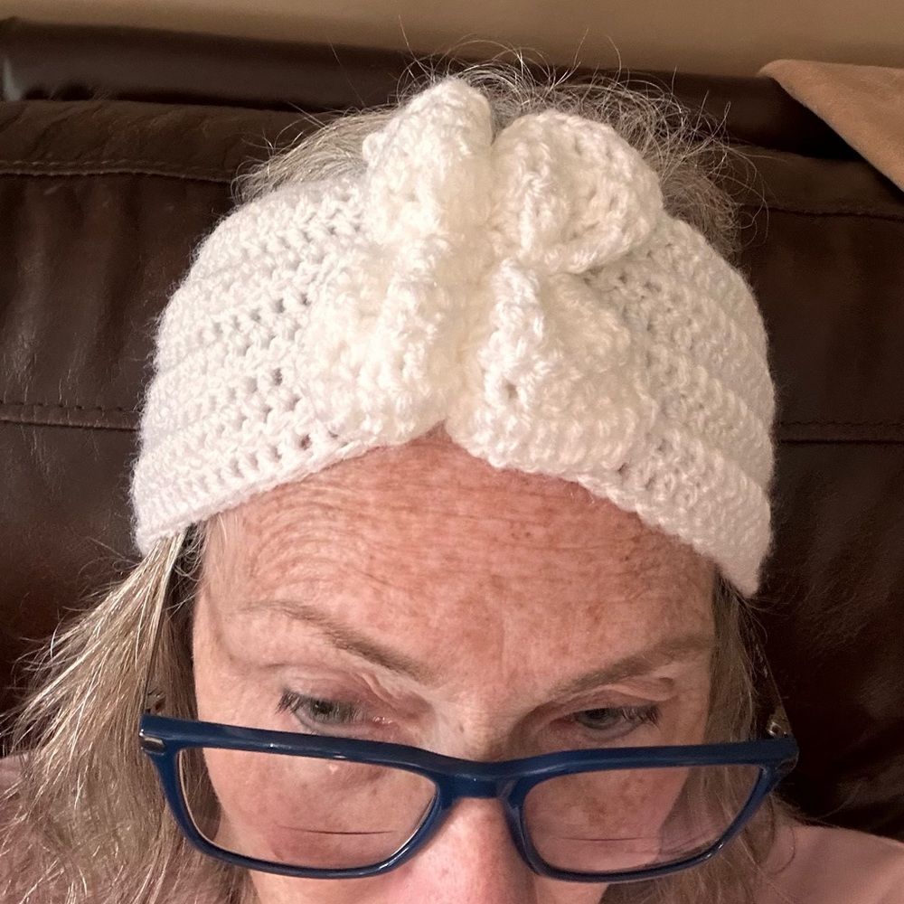 Hand crafted White crochet Headband ear warmer